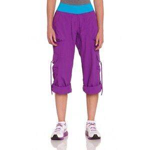 Zumba Womens Craveworthy Fitness Relaxed Cargo Pants Purple Sz M